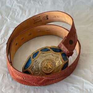 Justin Boots Lizard Leather Belt in Brown Size:38